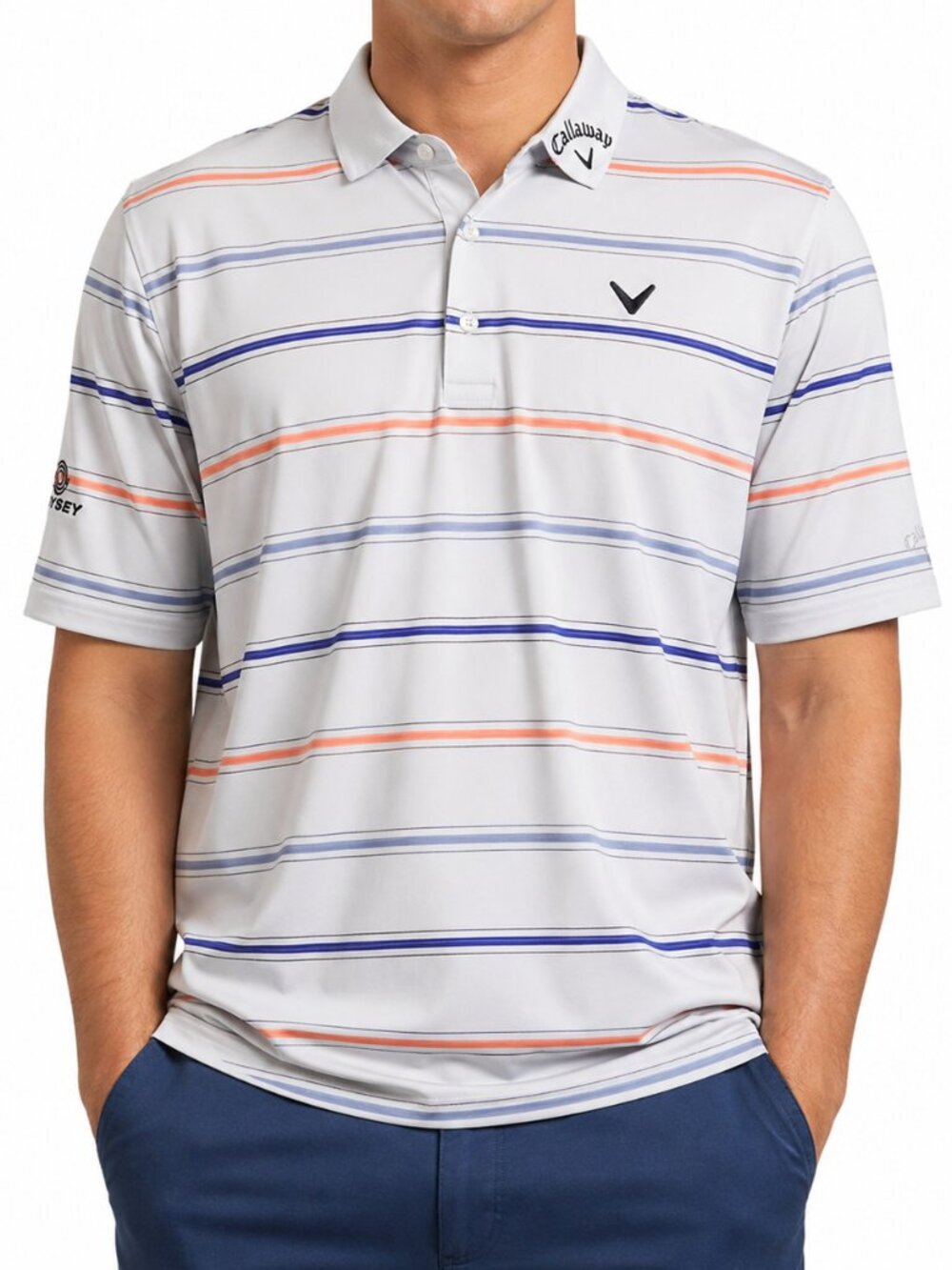 Callaway Opti-Dri Striped Golf Polo XL Odyssey Logo